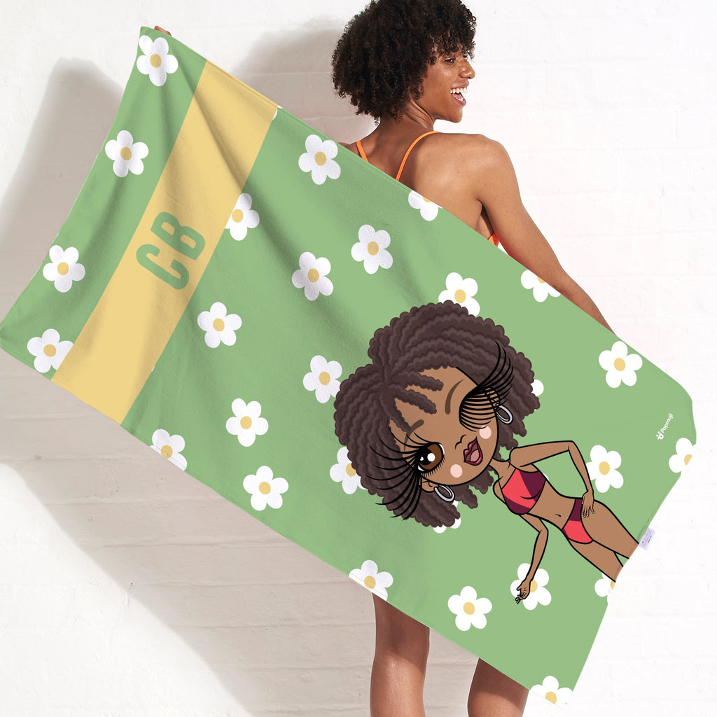 Womens Personalized Retro Daisy Beach Towel