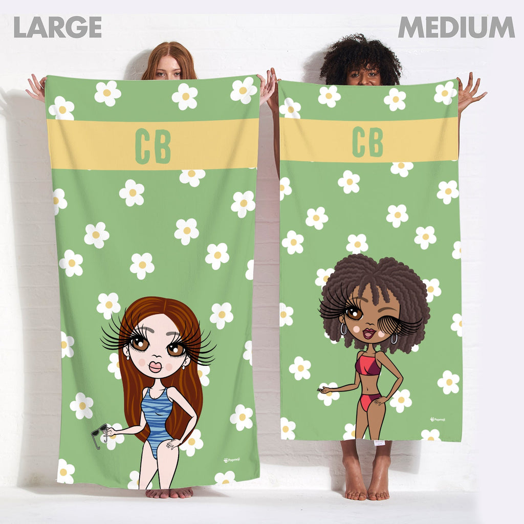 Womens Personalized Retro Daisy Beach Towel