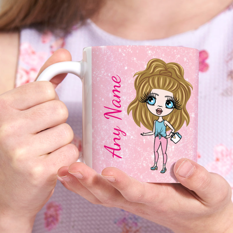 Girls Personalized Baby Pink Glitter Mug