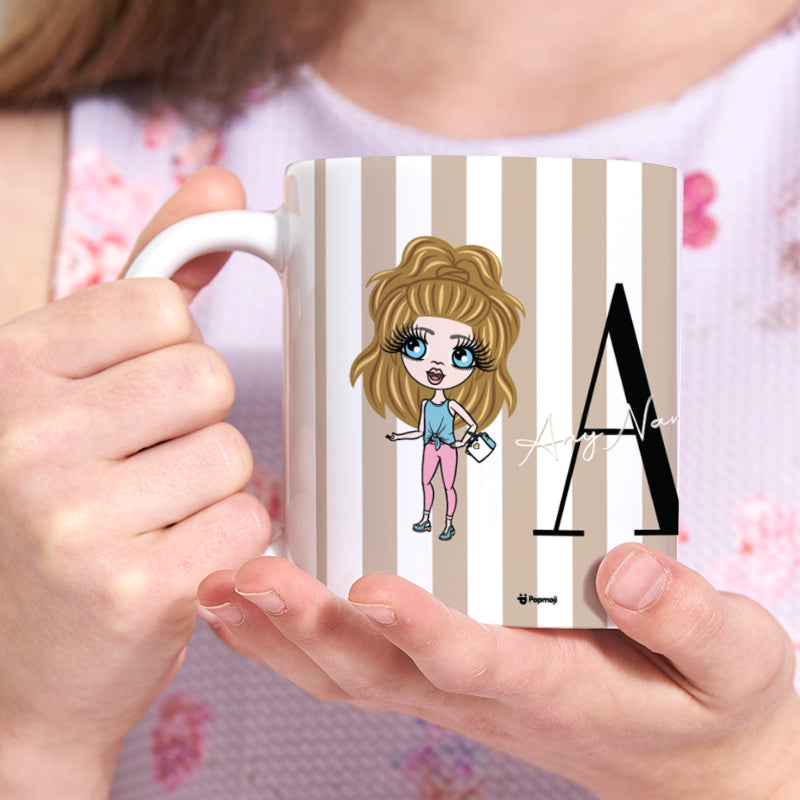 Girls Personalized The LUX Collection Initial Stripe Mug