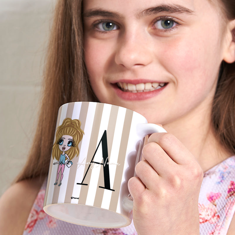 Girls Personalized The LUX Collection Initial Stripe Mug