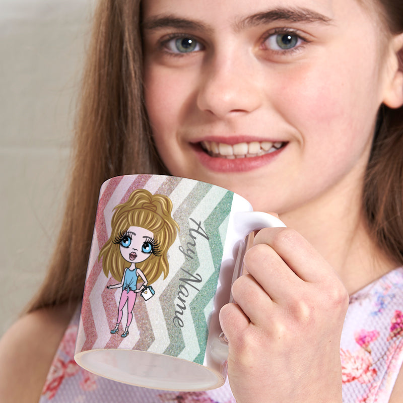 Girls Personalized Zig Zag Sparkle Mug