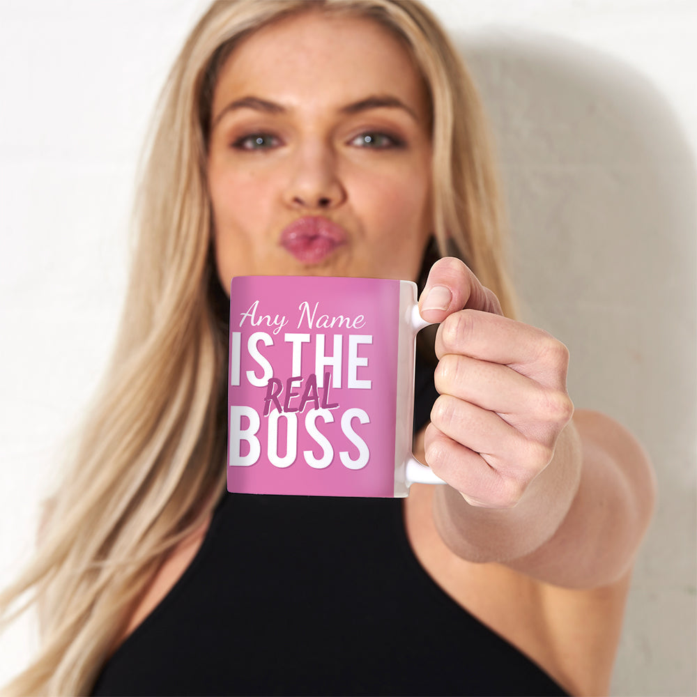 Womens Personalized The Real Boss Mug