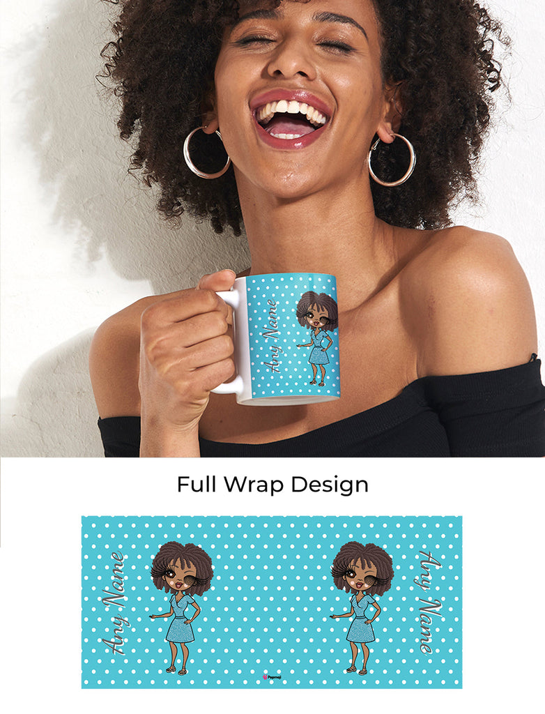 Womens Personalized Blue Polka Dot Mug