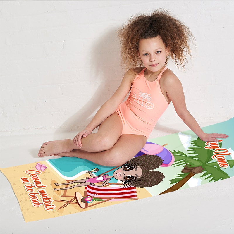 Girls Personalized Coconut Mocktails Beach Towel