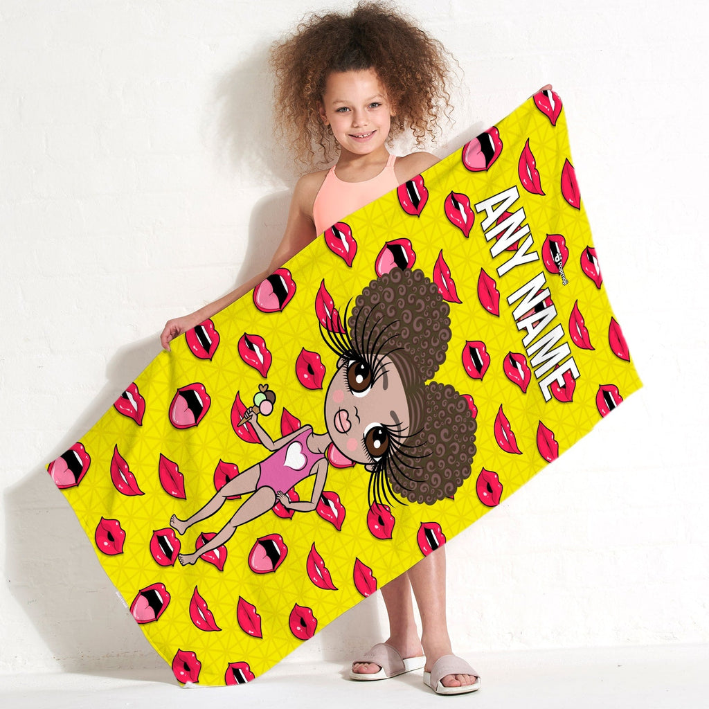 Girls Personalized Funky Lips Beach Towel