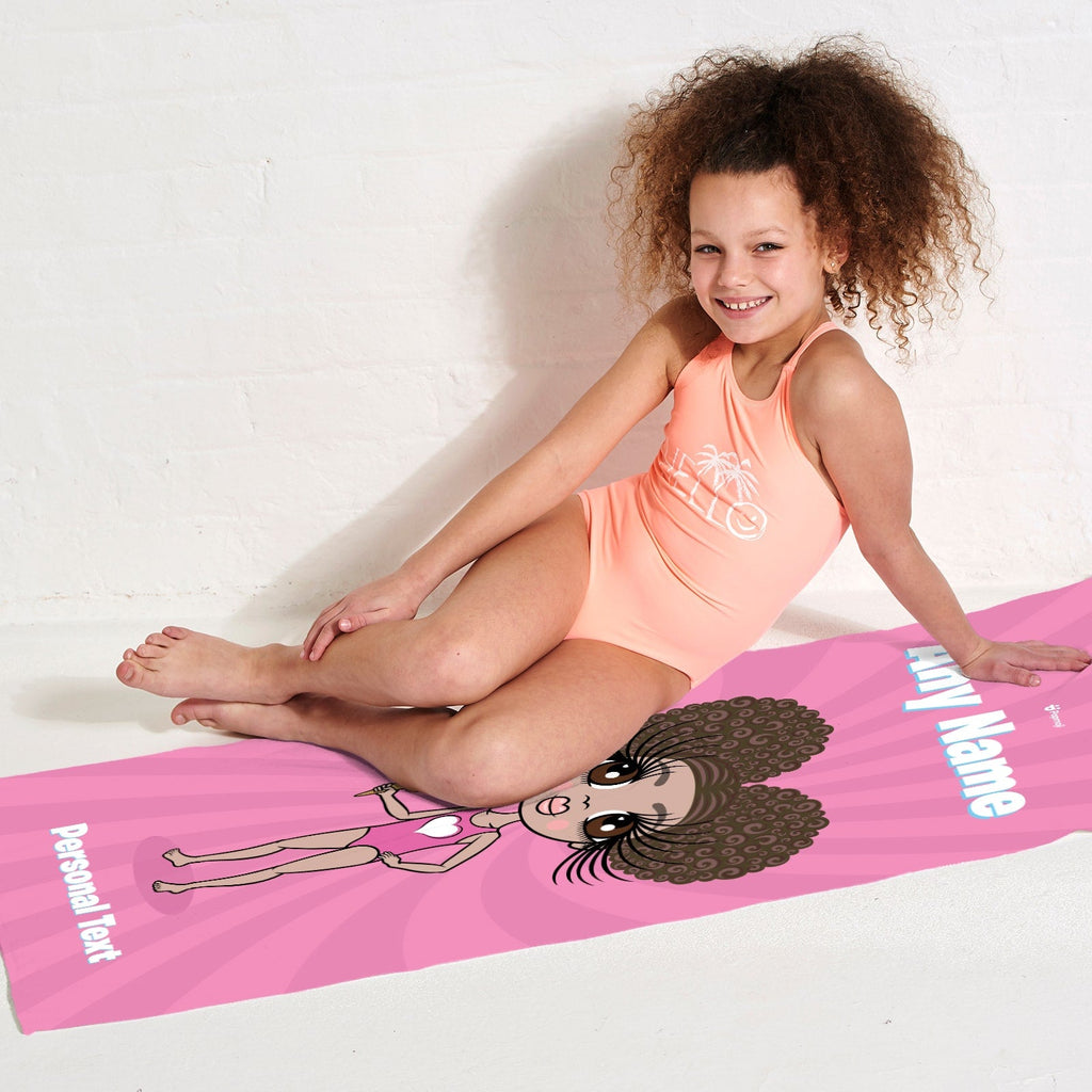 Girls Personalized Pink Beach Towel