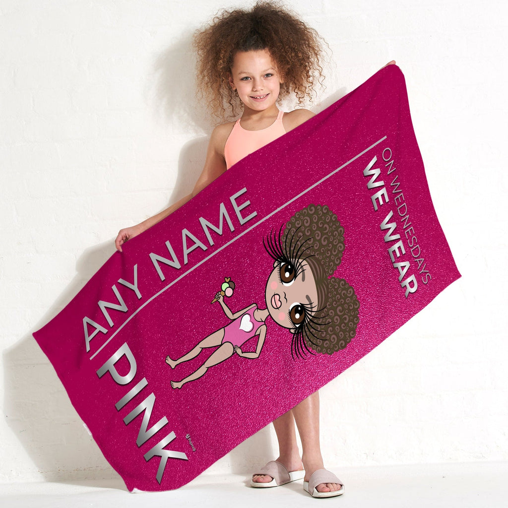 Girls Personalized Pink Wednesdays Beach Towel