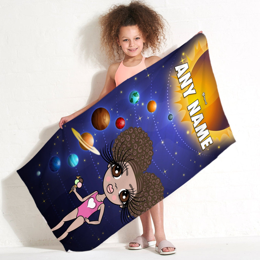 Girls Personalized Space Galaxy Beach Towel