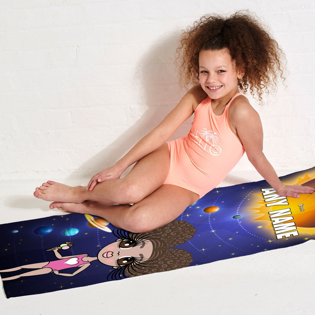 Girls Personalized Space Galaxy Beach Towel