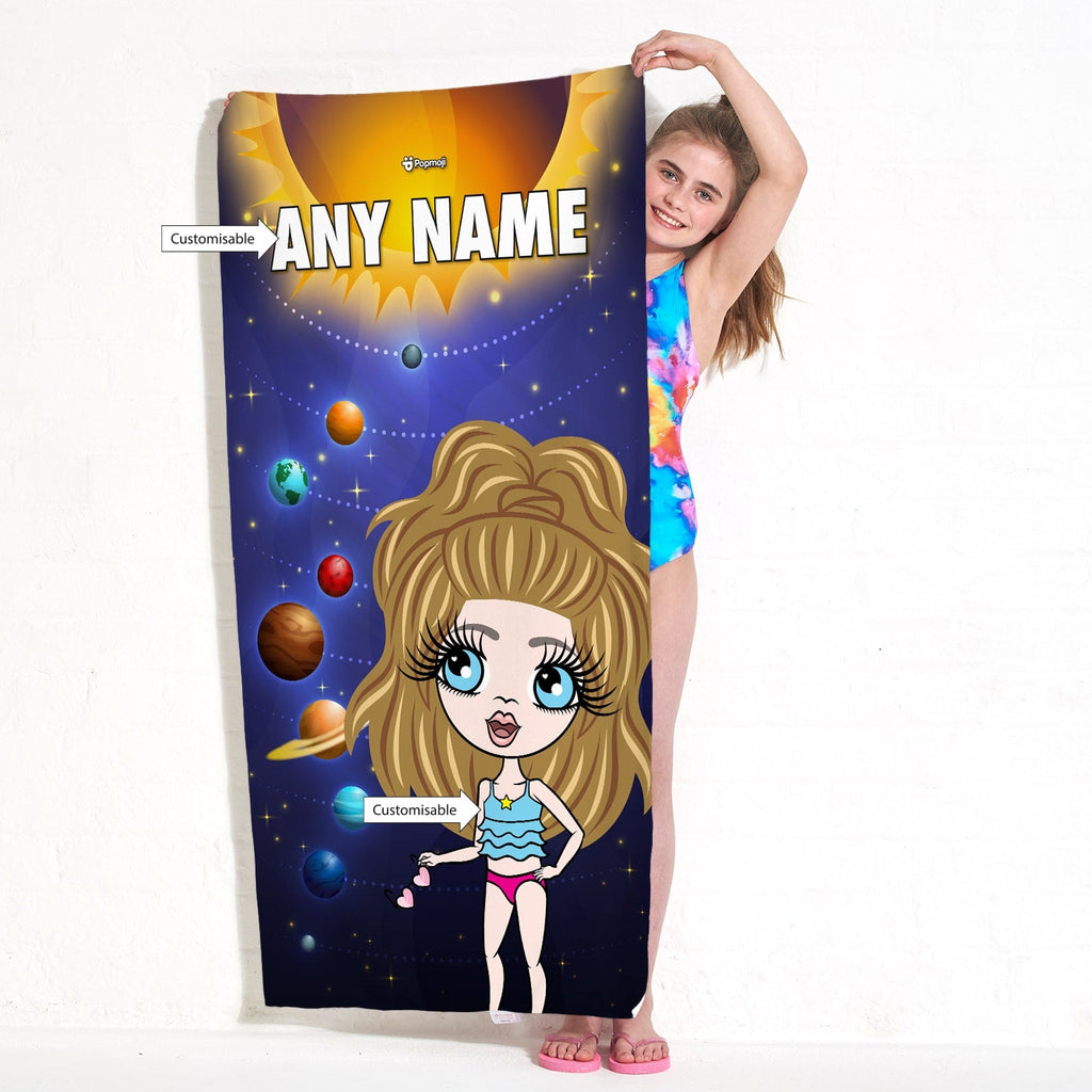 Girls Personalized Space Galaxy Beach Towel