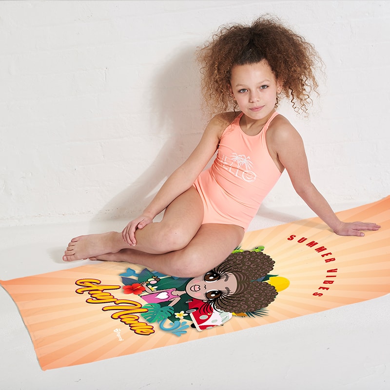 Girls Personalized Summer Vibes Beach Towel