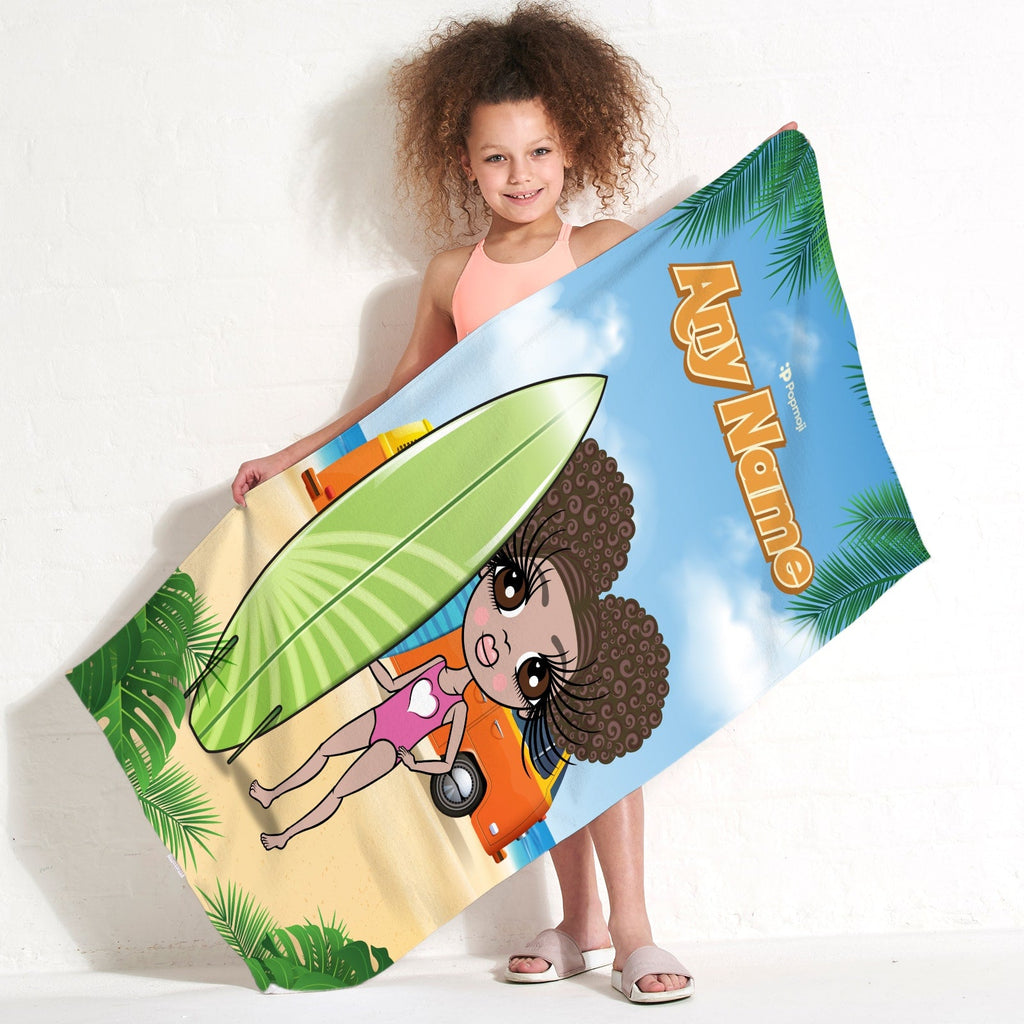 Girls Personalized Surfer Chick Beach Towel