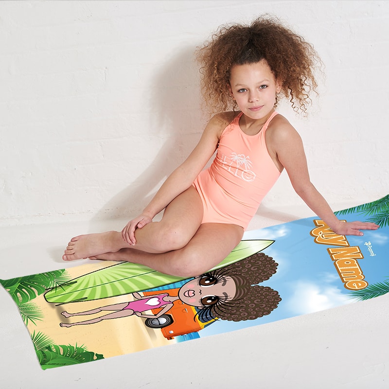 Girls Personalized Surfer Chick Beach Towel