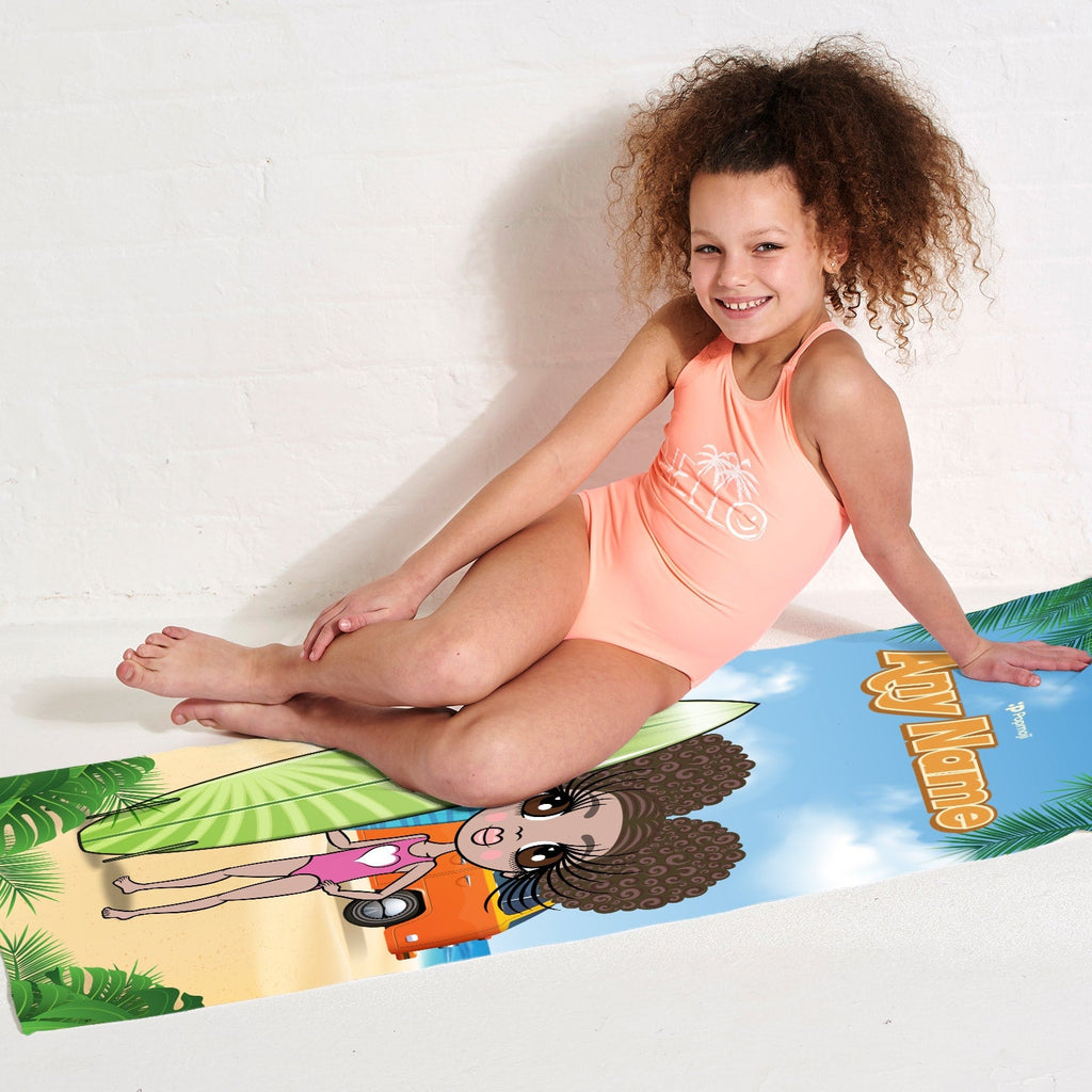 Girls Personalized Surfer Chick Beach Towel