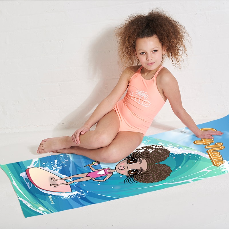 Girls Personalized Surfs Up Beach Towel