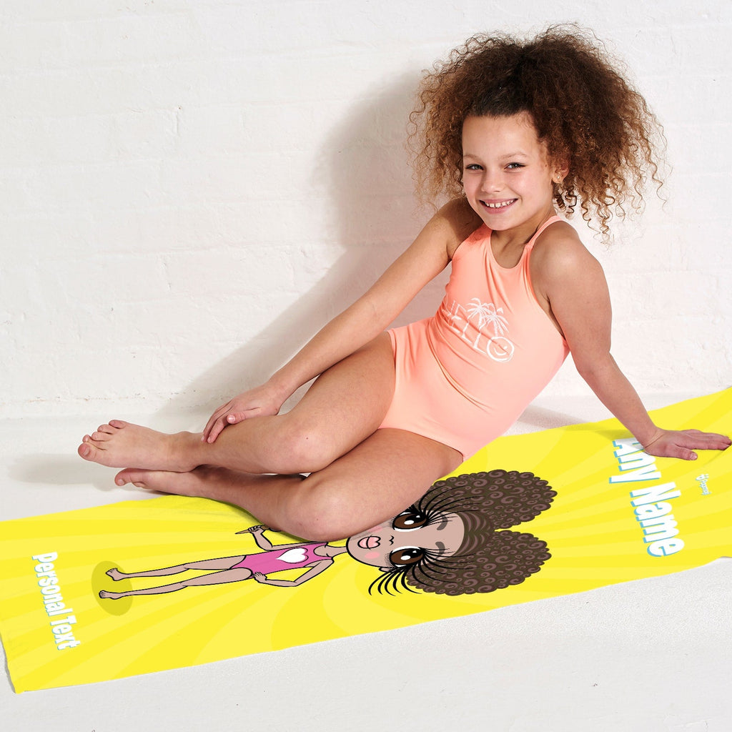 Girls Personalized Yellow Beach Towel