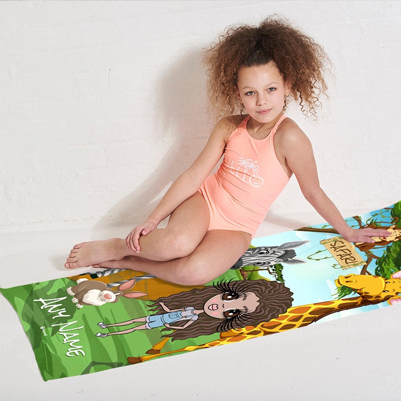 Girls Personalized Safari Beach Towel