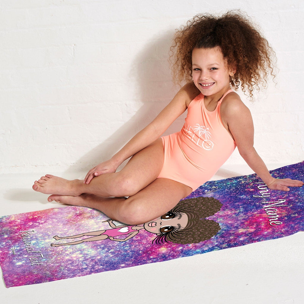 Girls Personalized Galaxy Sparkle Beach Towel