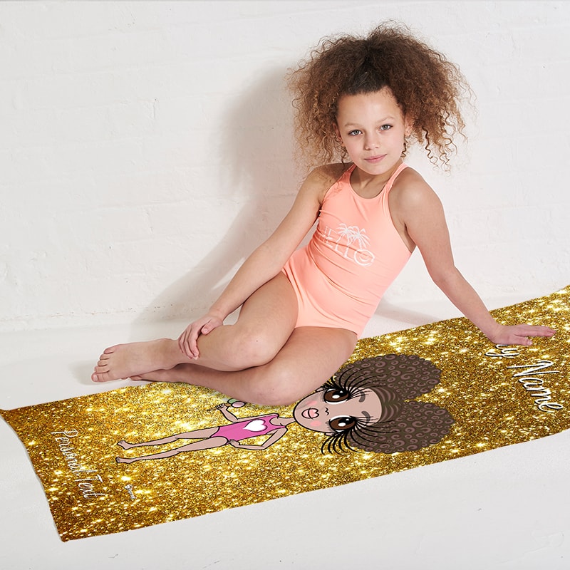 Girls Personalized Glitter Effect Beach Towel