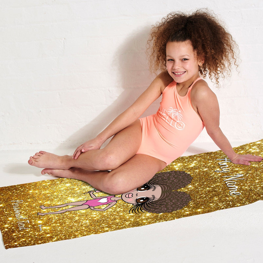 Girls Personalized Glitter Effect Beach Towel