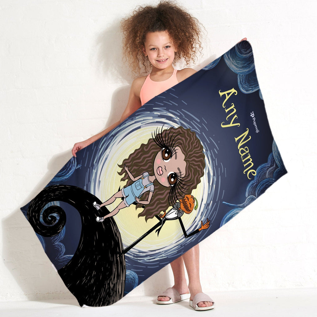 Girls Personalized Halloween Nightmare Beach Towel