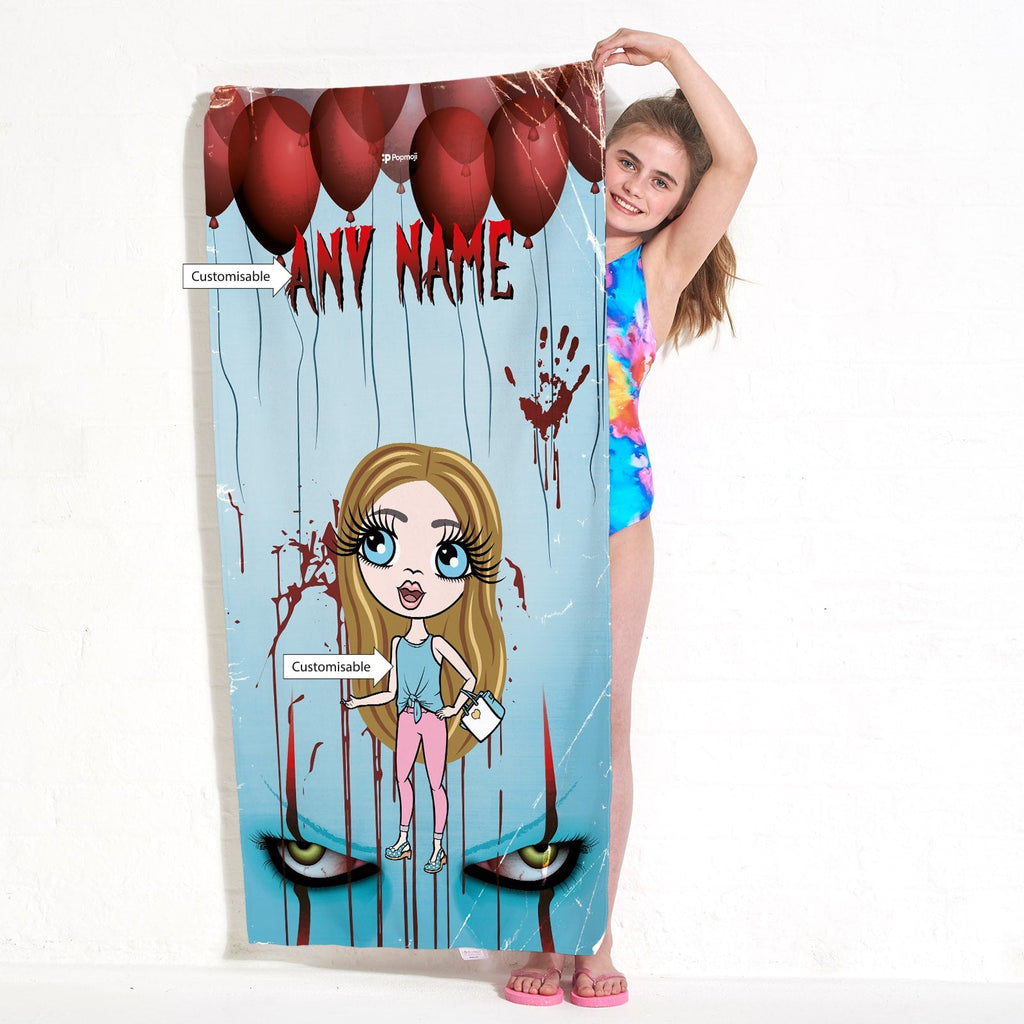 Girls Personalized Evil Clown Beach Towel