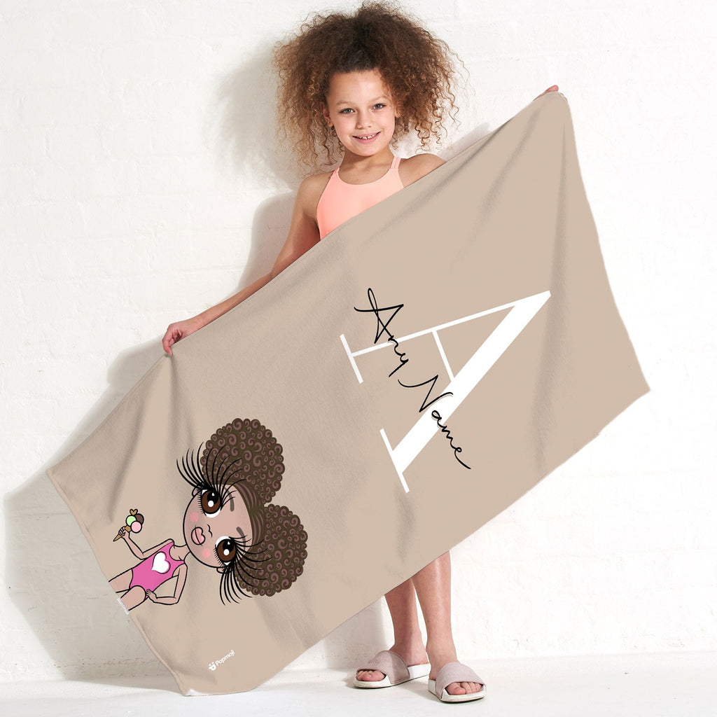 Girls Personalized The LUX Collection Initial Nude Beach Towel