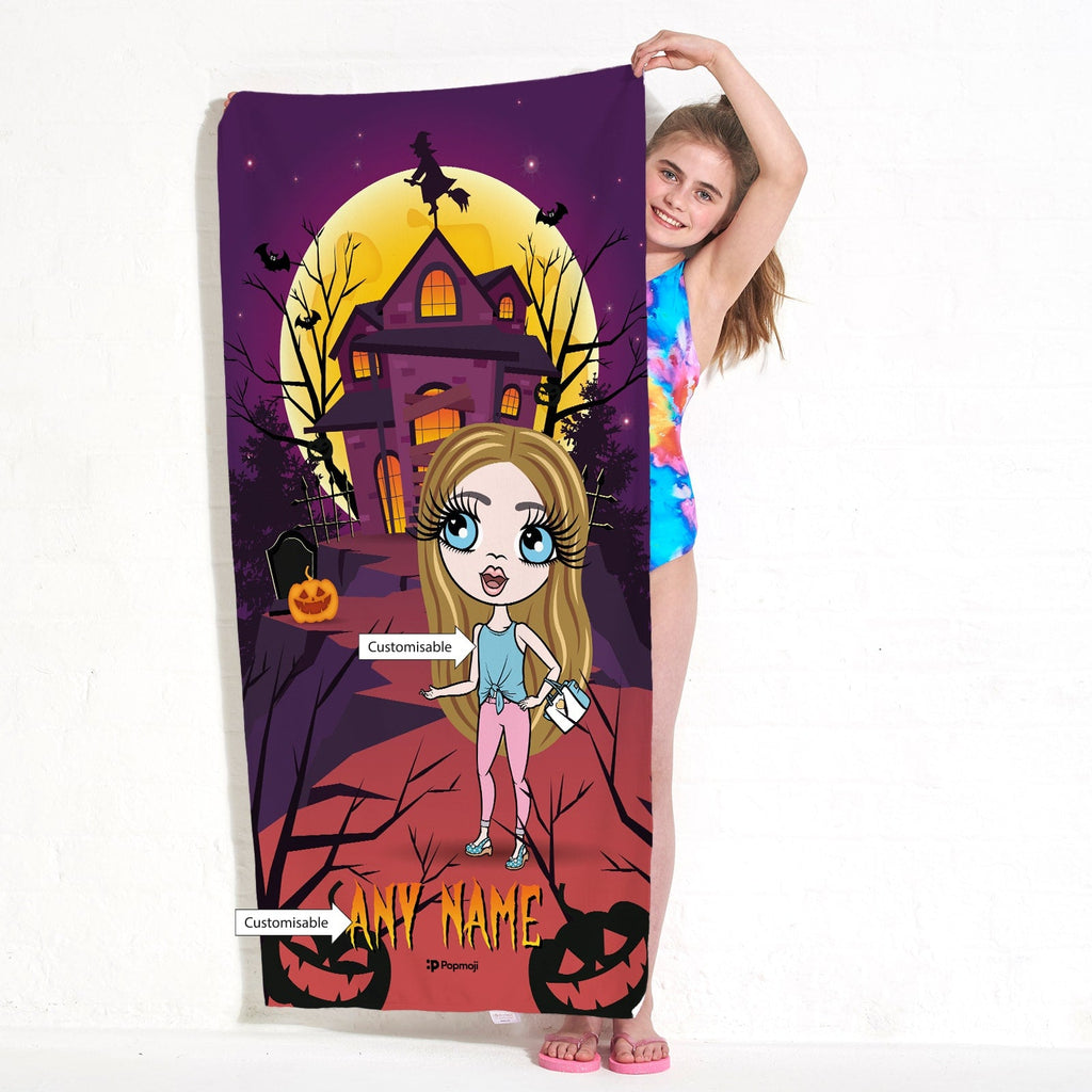 Girls Personalized Haunted House Beach Towel