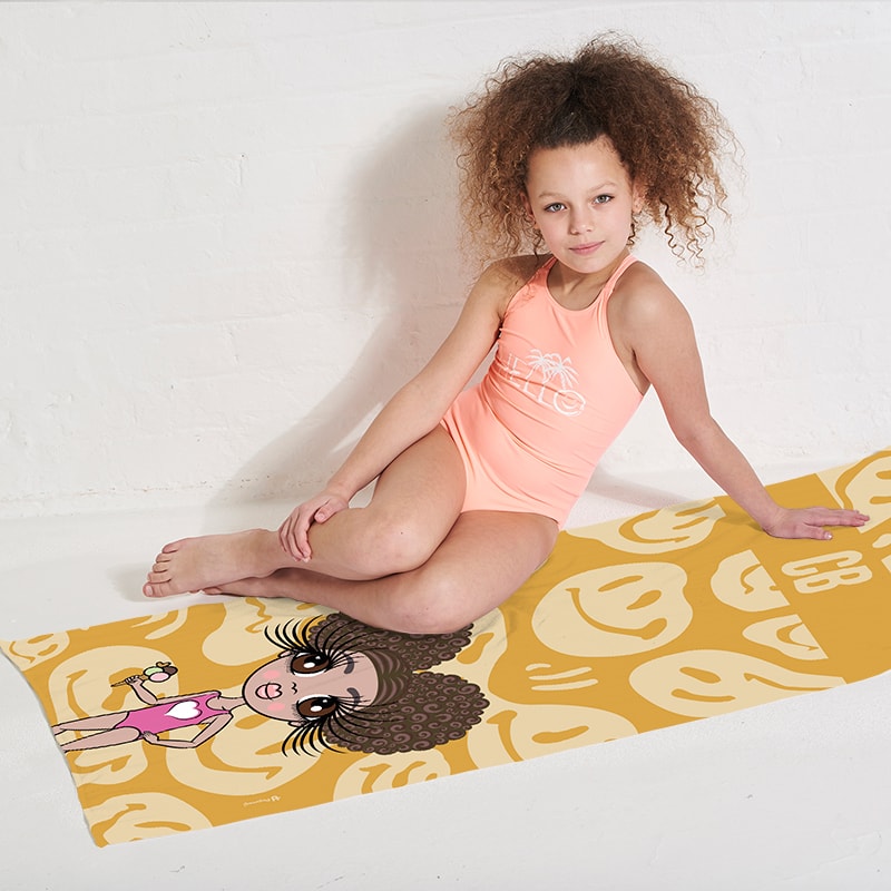 Girls Personalized Repeat Smile Beach Towel