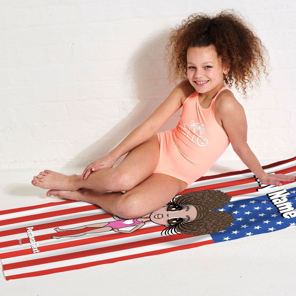 Girls Personalized Stars & Stripes Beach Towel