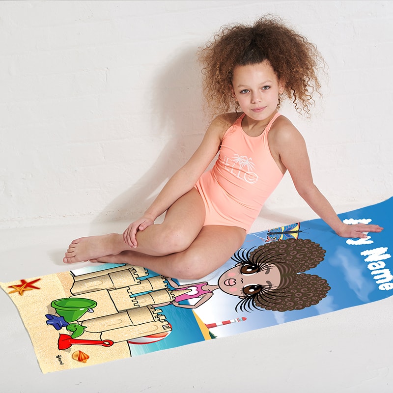 Girls Personalized Sandcastle Fun Beach Towel