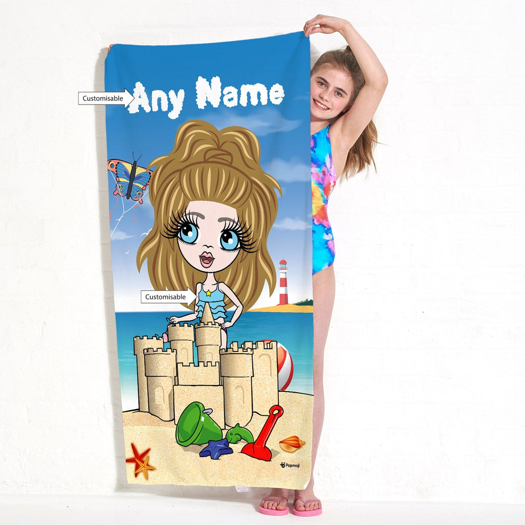 Girls Personalized Sandcastle Fun Beach Towel