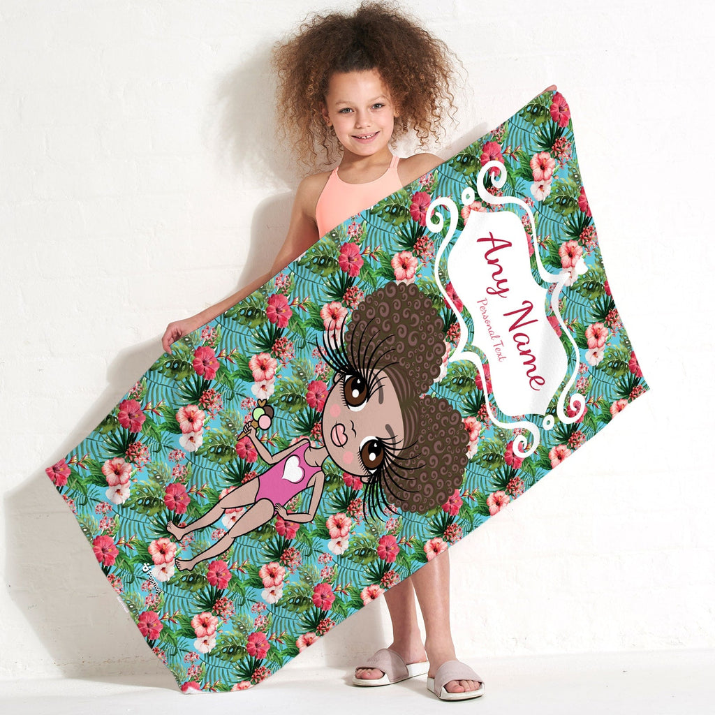 Girls Personalized Hula Print Beach Towel