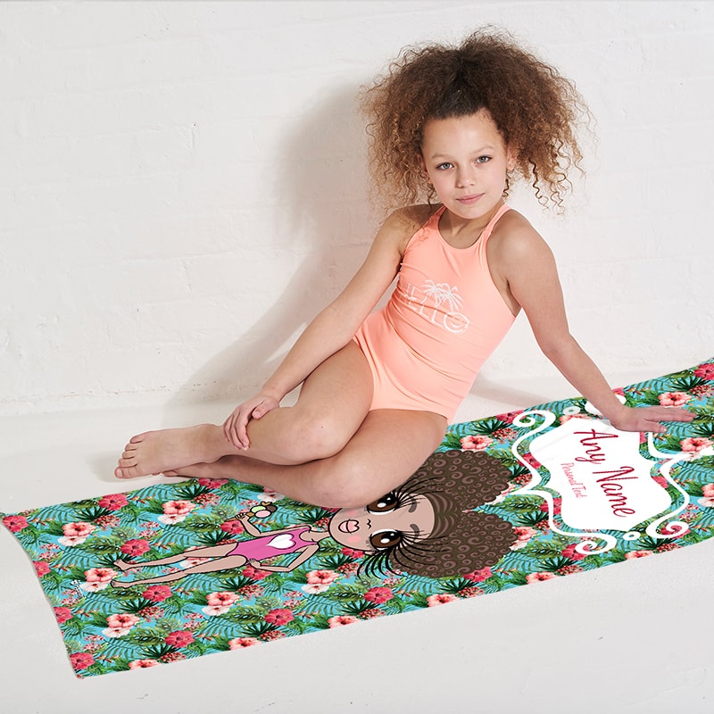 Girls Personalized Hula Print Beach Towel