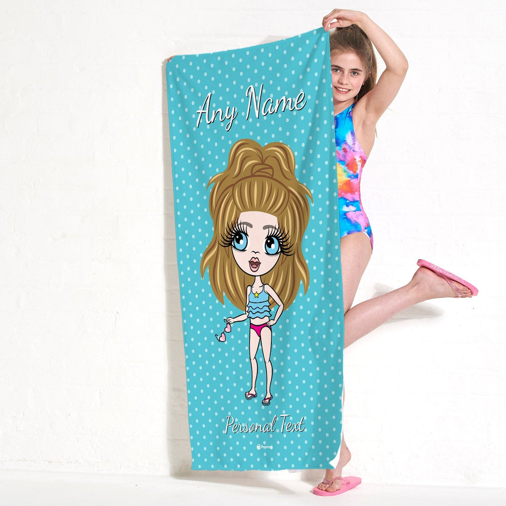 Girls Personalized Polka Dot Beach Towel