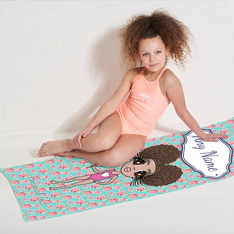 Girls Personalized Rose Beach Towel