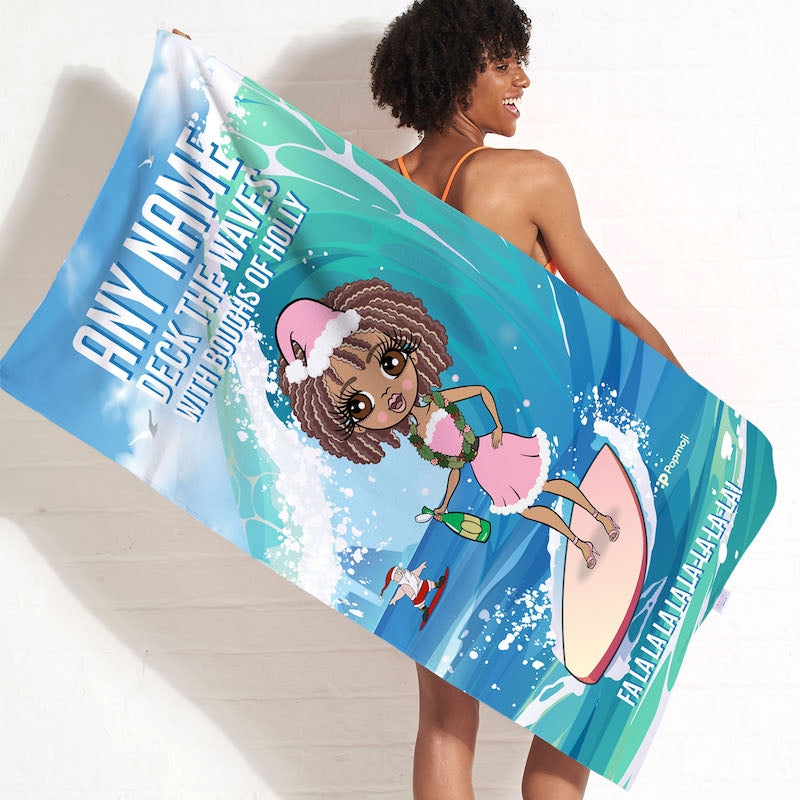 Womens Personalized Deck The Waves Beach Towel