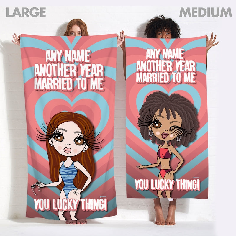 Womens Personalized Another Year Married To Me Beach Towel