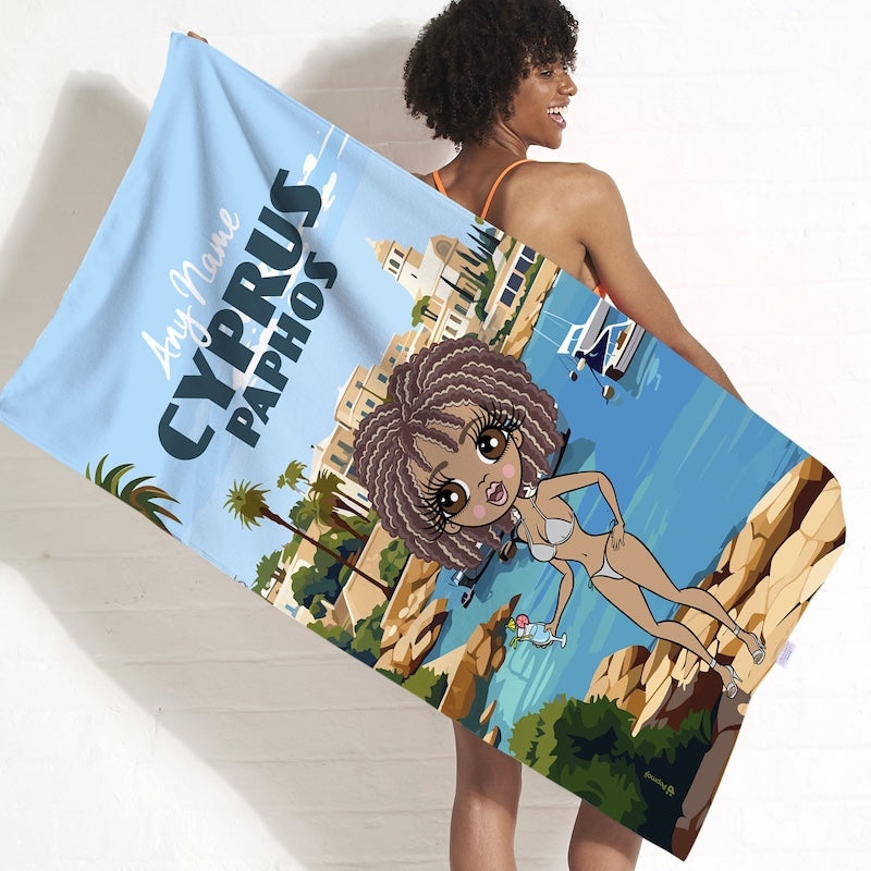 Womens Personalized Cyprus Paphos Beach Towel - Image 3