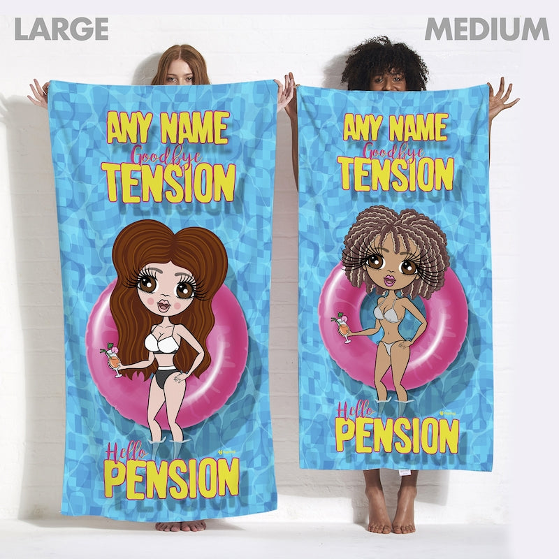 Womens Personalized Goodbye Tension Hello Pension Beach Towel