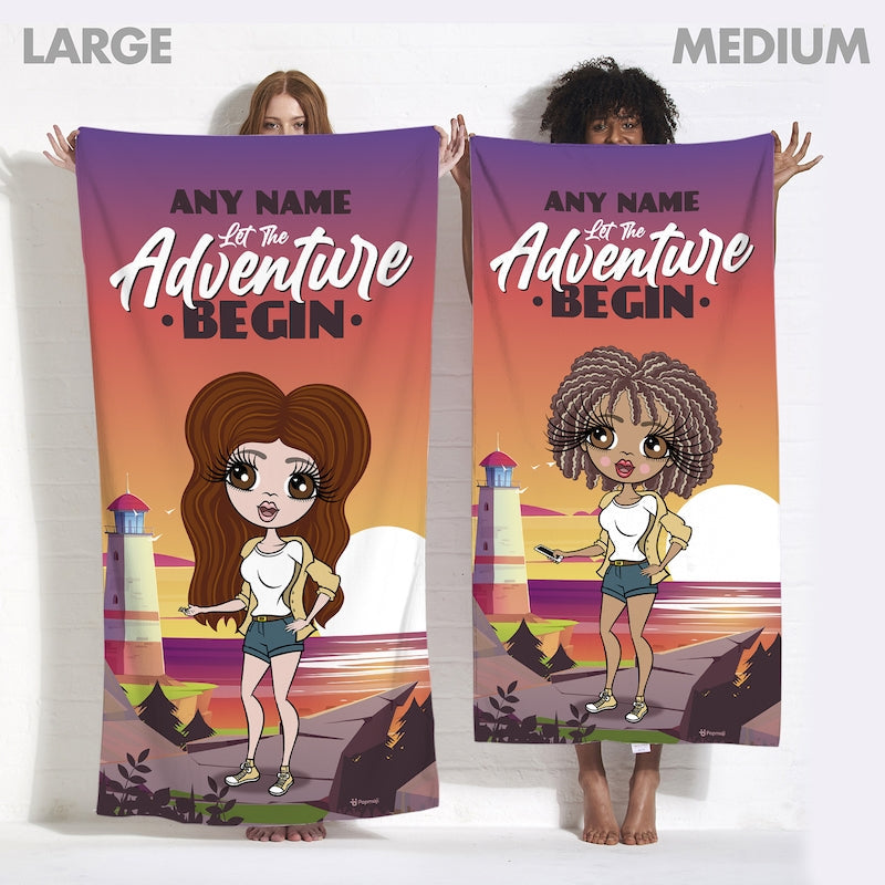 Womens Personalized Let The Adventure Begin Beach Towel