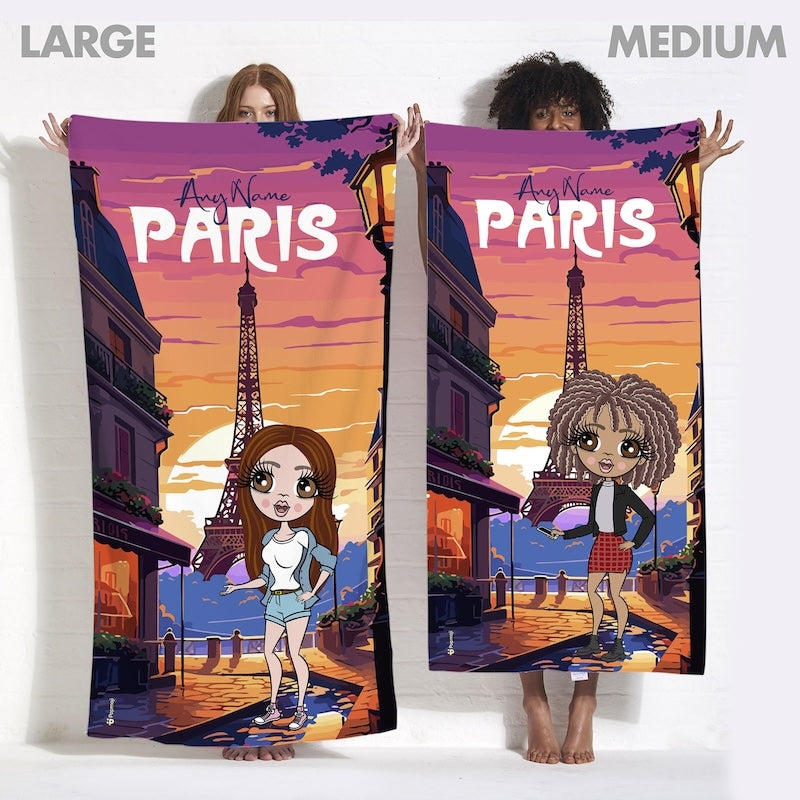 Womens Personalized Parisian Sunset Beach Towel - Image 5