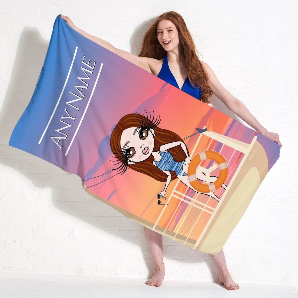 Womens Personalized Sunset Cruise Beach Towel