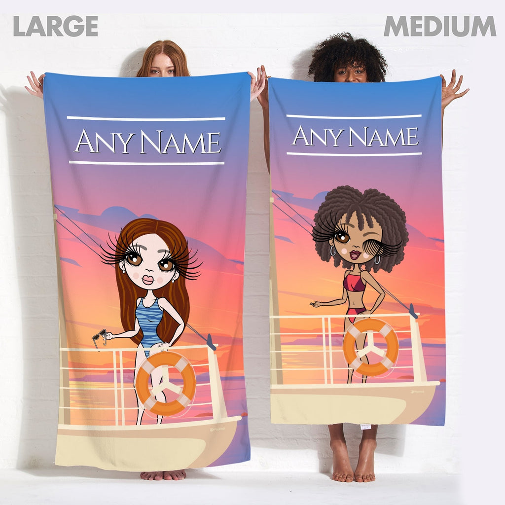 Womens Personalized Sunset Cruise Beach Towel