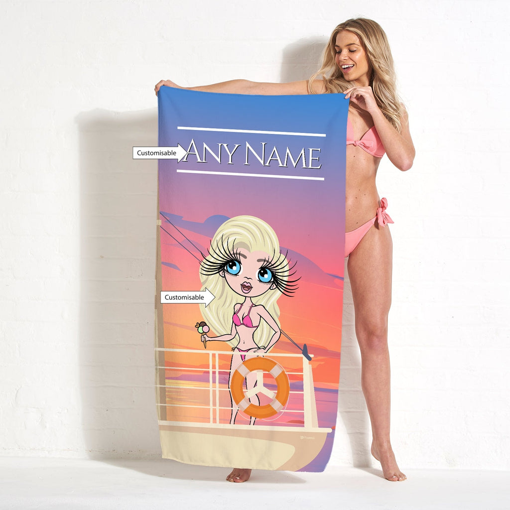 Womens Personalized Sunset Cruise Beach Towel