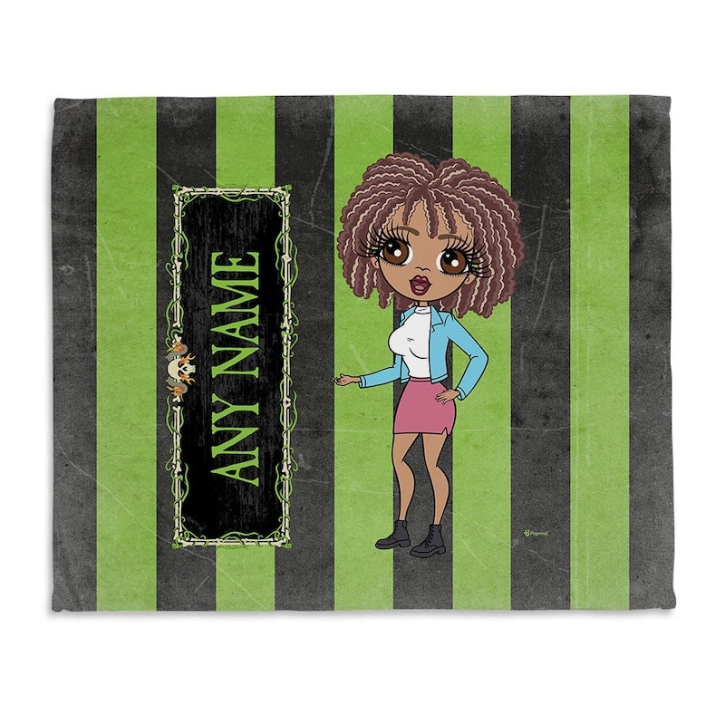 Womens Creepy Green Stripes Fleece Blanket - Image 2