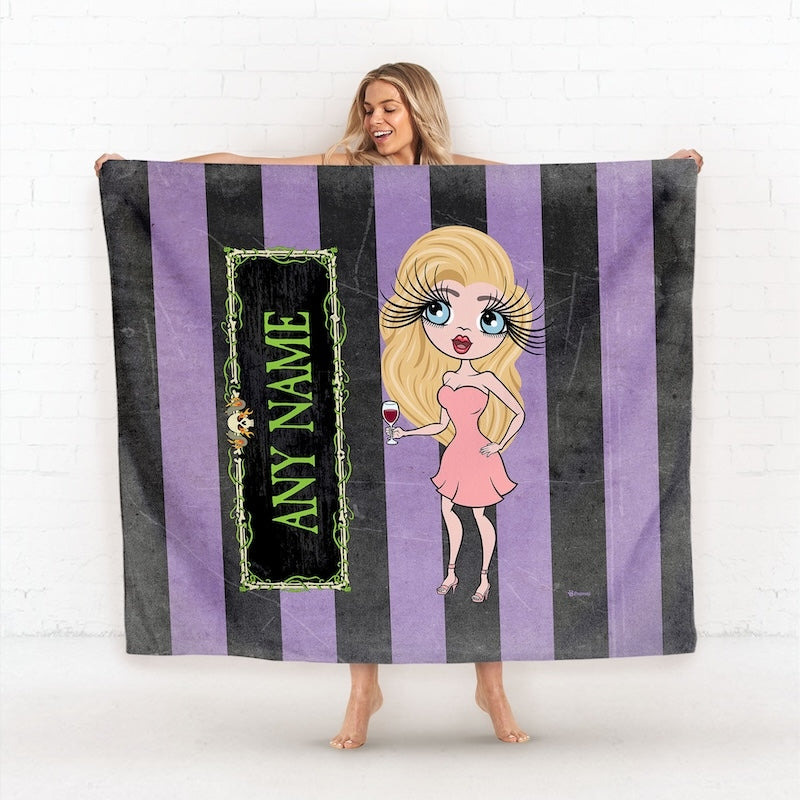 Womens Creepy Purple Stripes Fleece Blanket - Image 1