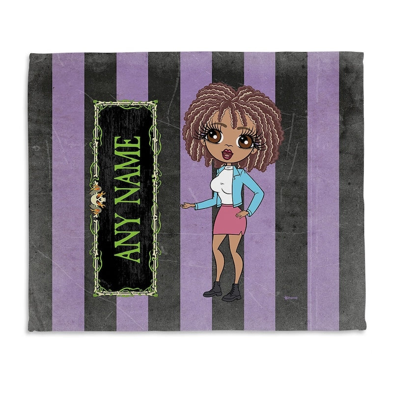 Womens Creepy Purple Stripes Fleece Blanket - Image 3