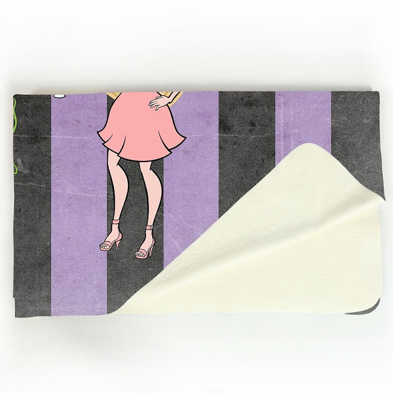 Womens Creepy Purple Stripes Fleece Blanket - Image 2